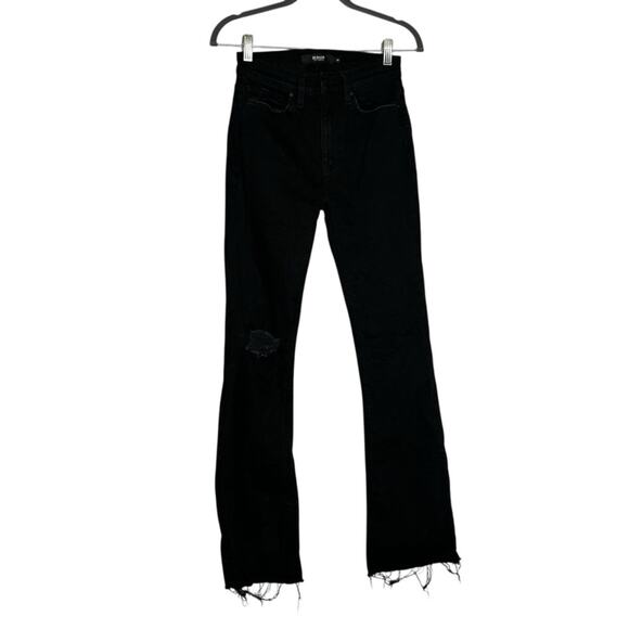 Hudson Barbara Bootcut Black High Rise Waist Distressed Denim Jeans Size 25 - Picture 1 of 7
